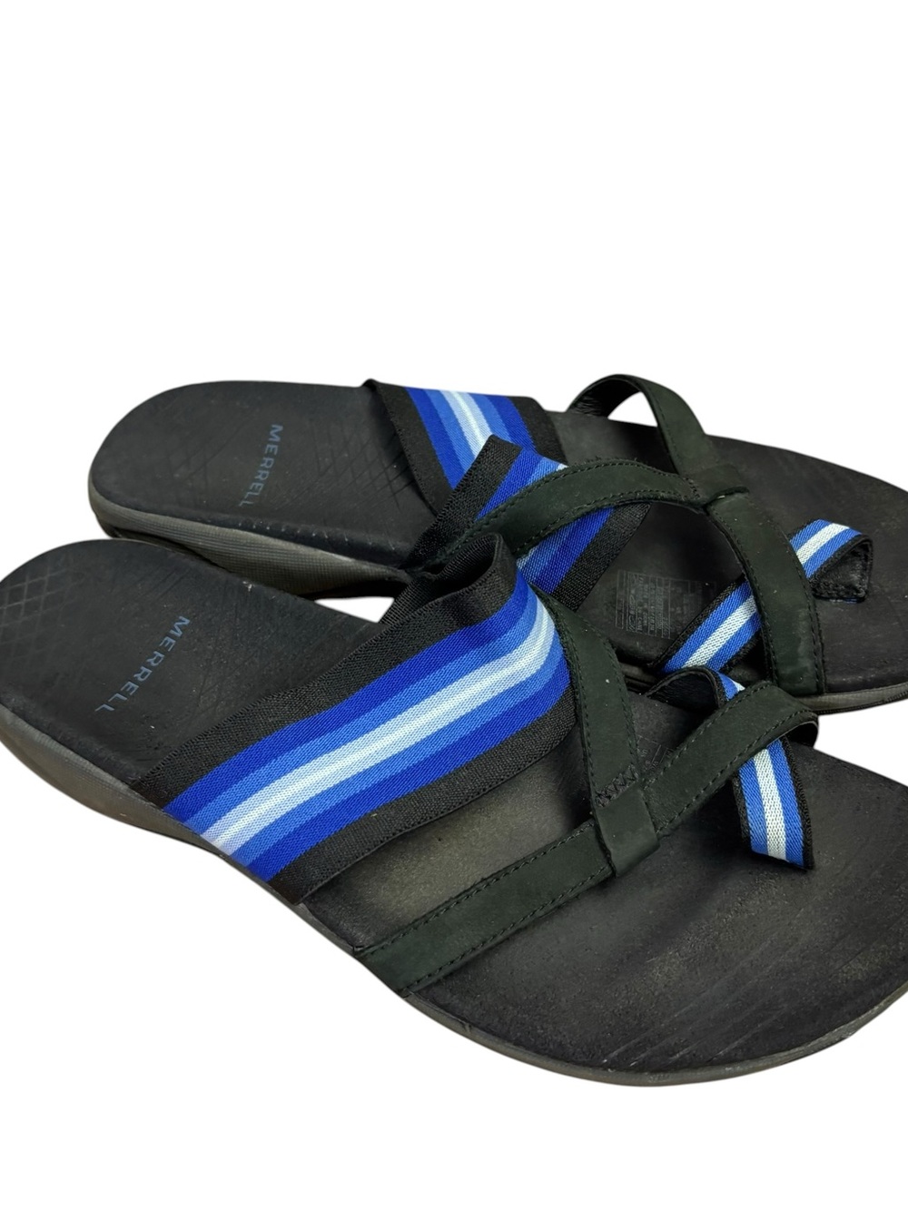 Merrell Zinnia Stretchy Strap Toe Loop Sandals Black / Blue Women’s SZ US 8 EU39